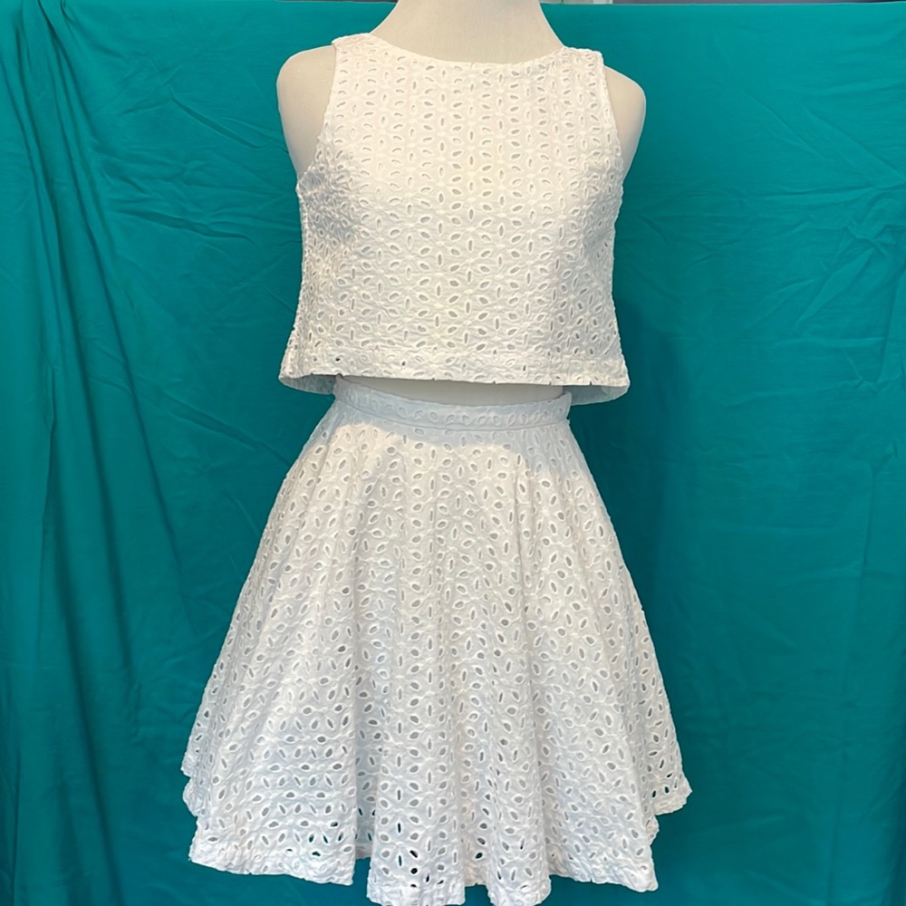 Polo, size 12, two piece white skirt/top